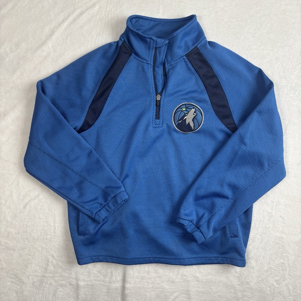 G-III NBA Minnesota Timberwolves Pullover 1/4 Zip Sweatshirt Blue‎ Youth Size S